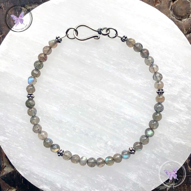 Labradorite Bead Bracelet with Hook Clasp